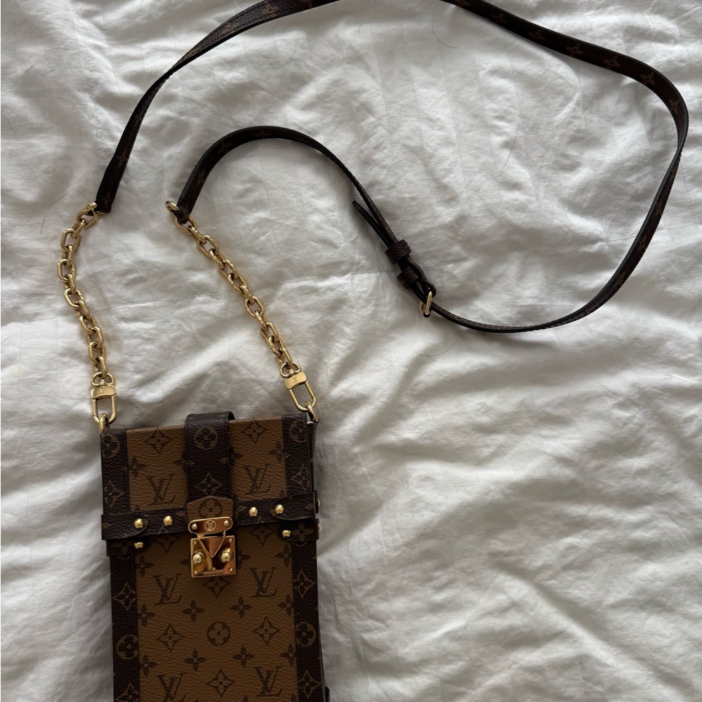 Louis Vuitton Brown Monogram Trunk Bag with Gold Chain